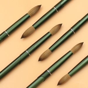 Yalixin Custom Logo Green Metal Handle 100% Sable Kolinsky <b>Round</b> Head Green Ferrule Acrylic Nail <b>Brush</b> for Acrylic Powder - Product Image 2