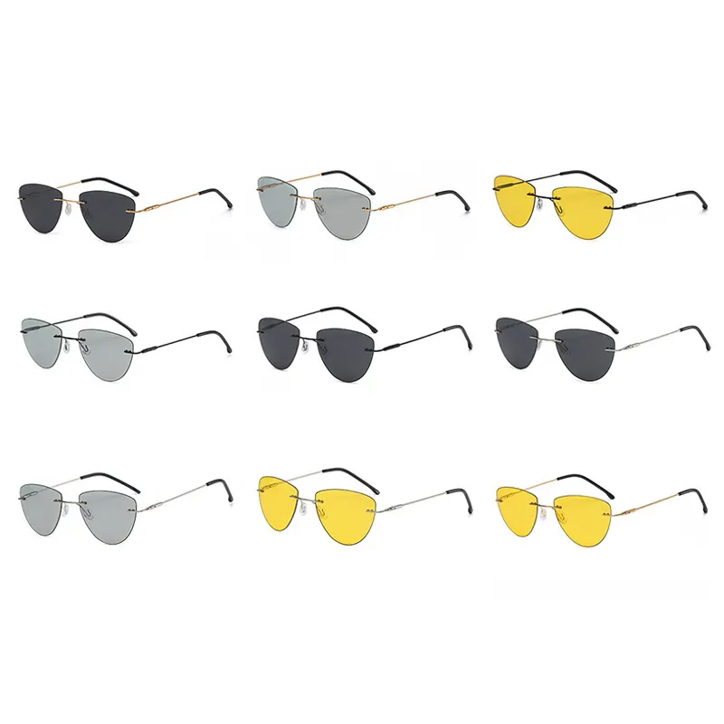 Óculos de sol sem aro para mulheres sem moldura flexível UV400 óculos de sol da moda por atacado