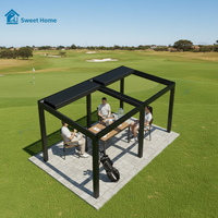 Pergola motorisée rétractable Sweet Home Premium, système de toit à lamelles en aluminium facile à assembler, panneaux solaires
