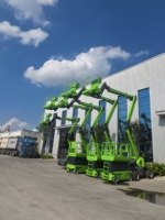 Mini-nacelle élévatrice verticale autotractée à bras articulé compacte pour opérations aériennes en entrepôt