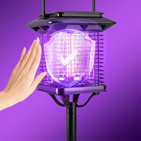 Lampe anti-moustiques 1800V à énergie solaire rechargeable avec détection intelligente, indice IPX4, pour extérieur, répulsif et tue-insectes