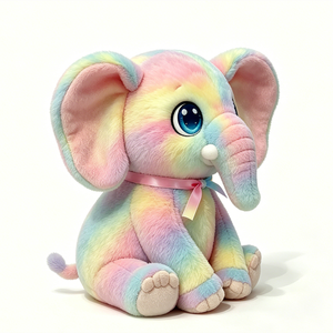 Customize Pastel Rainbow <b>Elephant</b> Plush Toy 31cm-50cm Soft Stuffed Animal for Kids Age 3+ Unisex <b>Gift</b> - Product Image 1
