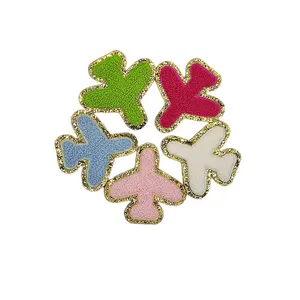 Custom Letter Smiley Star Airplane Plam Tree Sequin Embroidery Patch Chenille Patches