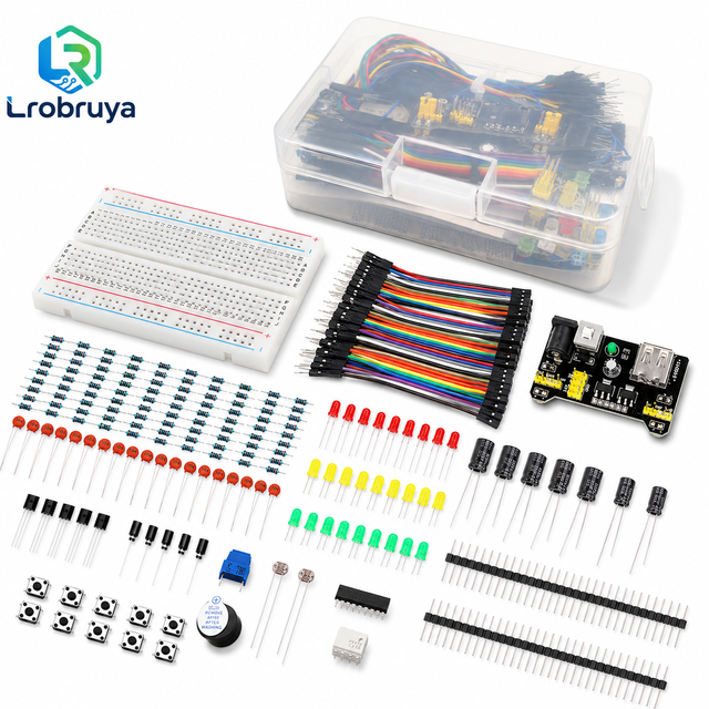 Electronic Component kit with Power Supply Module, Breadboard, Resistor, Capacitor, LED, Potentiometer for Arduino LTARK-16