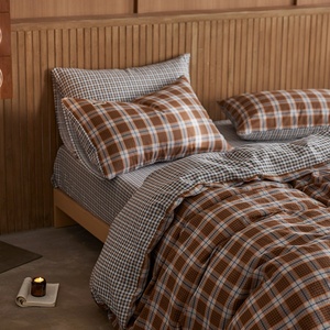Shuzunke francés Retro moderno escocés impreso a <span class=keywords><strong>cuadros</strong></span> <span class=keywords><strong>de</strong></span> cuatro piezas hilo <span class=keywords><strong>de</strong></span> algodón teñido <span class=keywords><strong>de</strong></span> doble capa conjunto tejido suave hilo <span class=keywords><strong>de</strong></span> algodón puro - Product Image 3