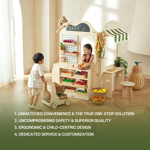 Hikeylove Ensemble de <span class=keywords><strong>maison</strong></span> de jeu intérieure moderne en bois pour enfants, idéal pour la garderie, la salle de classe, le jeu de rôle, mobilier Montessori, écologique - Product Image 2