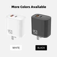 Harga Pabrik Adaptor Daya 45W Pengisian Cepat Tipe C PD QC Colokan US Portabel Pengisi Daya Ponsel GaN untuk iPhone