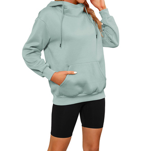 Özel giyim üreticisi huni boyun Hoodie kadınlar güz kış kanguru cep kazak gevşek tunik büyük beden kazak Tops - Product Image 3