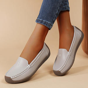 Scarpe Basse <span class=keywords><strong>Comode</strong></span> in Pelle da Donna, Slip-On con Suola Morbida, Leggere per Camminare, <span class=keywords><strong>Calzature</strong></span> Casual per Uso Quotidiano - Product Image 4