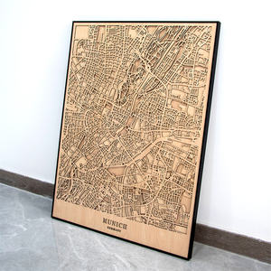 Arte della parete in legno 3d fatta a mano taglio laser 3D strade mappe della città decorativo da parete - Product Image 1