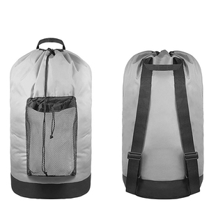 Durable Nylon <b>Backpack</b> Laundry Hamper Polyester Waterproof Shoulder Straps Mesh Pocket Drawstring Closure for <b>College</b> Travel - Product Image 1