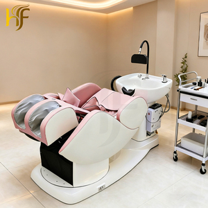 Chaise de lavage inclinable de salon de coiffure de lit de shampooing de massage de rotation de 360 ° avec la fonction complète de massage de corps - Product Image 1