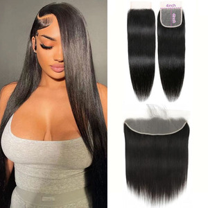 Droite 13x4 13x6 dentelle frontale seulement 100% vierge humaine suisse HD dentelle fermeture frontale Texture personnalisée pour femme noire - Product Image 1