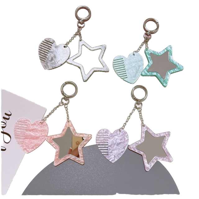 New Plastic Creative Heart-shaped Comb Pearl Pendant Mobile Phone Chain Luxury Carabiner Keychain Hanging Piece