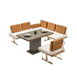 Ensemble de salle à manger d'extérieur moderne 6 places, canapé en tissu, mobilier de jardin, balcon, terrasse, résistant aux intempéries, structure en bois massif et métal - Product Image 5