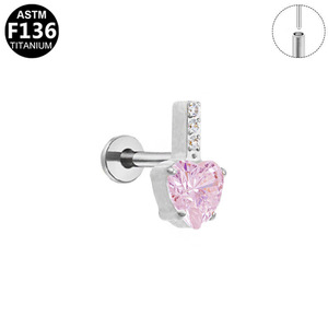 Heart Shape Zircon <b>Stud</b> Earrings Gold Plated <b>Titanium</b> Alloy Everyday Wear Jewelry - Product Image 5