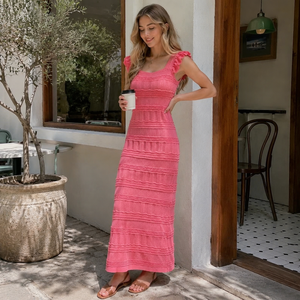 Vestido Midi de Punto de Lana sin Mangas con Cuello Cuadrado, Estampado Moderno, Vestido de Punto Suave de Longitud Media para Damas, para Uso Diario - Product Image 6