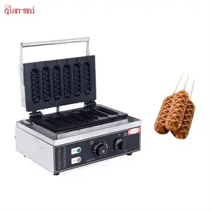 Commercial Kitchen Snack Machine 6 Pcs Stick Corn Hotdog Electric Stainless Steel Waffle Maker