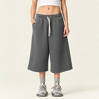 Pantalon de survêtement Capri large en molleton mélangé de coton pour homme, coupe droite, style streetwear, faible MOQ, en gros, stock prêt, pas cher