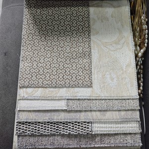 Textil para el hogar, cortinas de <span class=keywords><strong>tela</strong></span> bordada Jacquard con patrón en <span class=keywords><strong>blanco</strong></span> y negro, bloque para sala de estar y dormitorio - Product Image 3