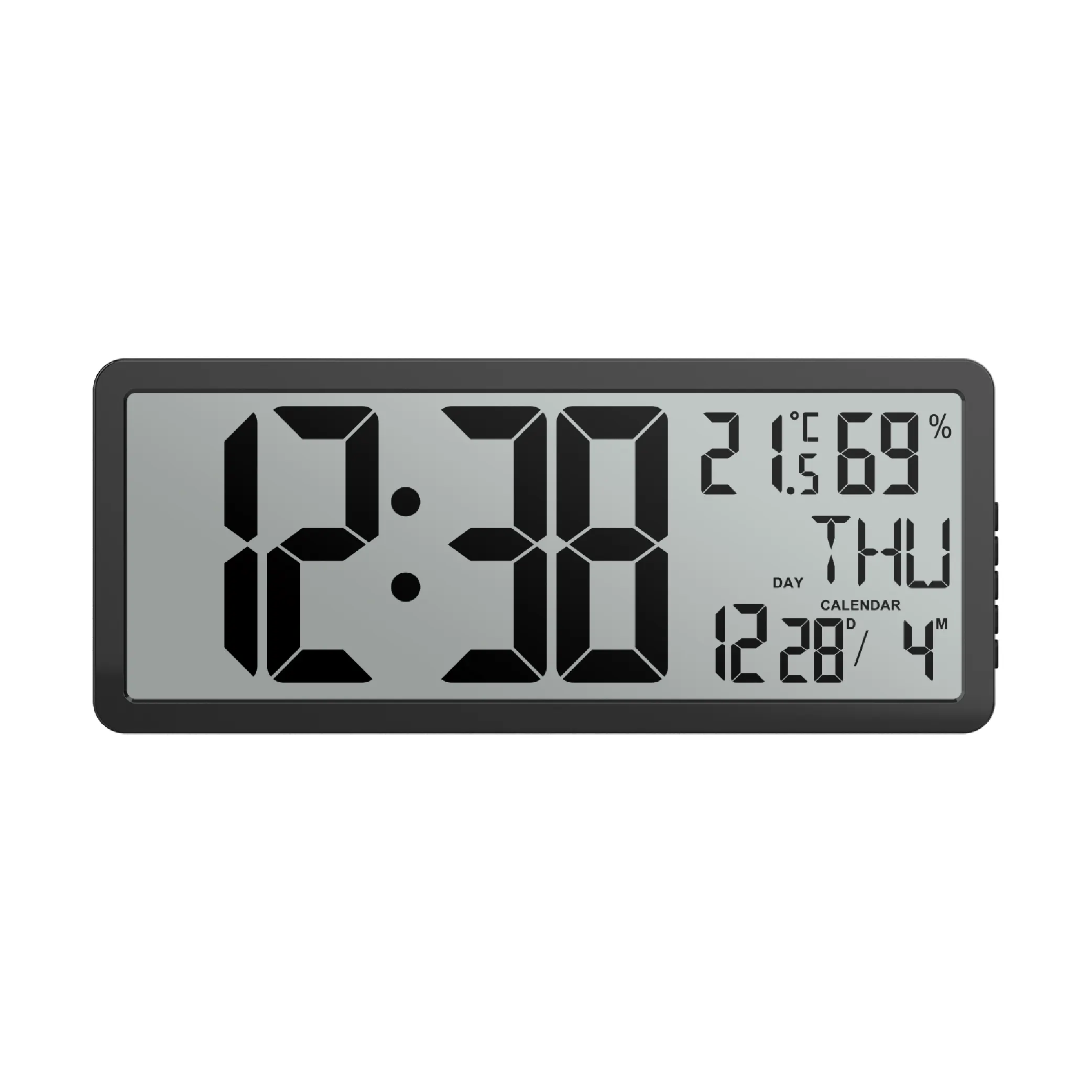 EWETIME Square Wall Clock Series Large Digital Jumbo Alarm Clock LCD Display Multi-functional Upscale Office Decor Desk