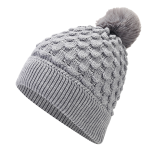 Wholesale Custom Knitted <strong>Beanies</strong> for Women Thickened Fur <strong>Pom</strong> Winter Fleece-Lined Warm Hats Bows Camouflage Cartoon for Female - Product Image 2