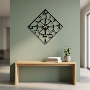 Geometric Metal Wall <b>Clock</b> Abstract Design Minimalist Style Silent Quartz Analog Hanging <b>Clock</b> for Living Room - Product Image 5