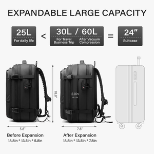 Sac à dos de voyage extensible grande capacité 60L avec serrure TSA, sac à dos pour ordinateur portable 17,3 pouces pour hommes, idéal pour les voyages d'affaires - Product Image 6