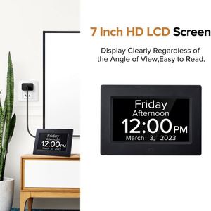 นาฬิกาตั้งโต๊ะดิจิตอลอิเล็กทรอนิกส์ทรงสี่เหลี่ยมขนาด 7 นิ้ว ตัวเลขขนาดใหญ่ พร้อมปฏิทิน วันที่ เวลา ตั้งปลุก เตือนการกินยา ระบบเสียง ตั้งเวลา ซูโน่ - Product Image 6