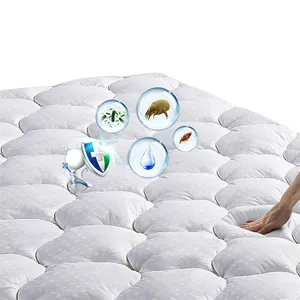 Özelleştirilmiş % 100% pamuk elyaflı kapitone otel antimite anti toz yatak yatak topper/ped