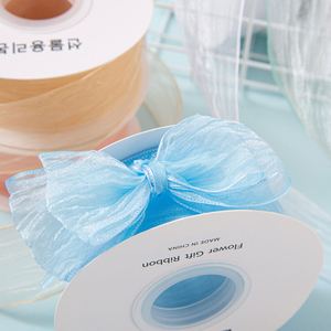 Ruban en crêpe froissé imprimé argenté 4 cm, ruban organza pour accessoires de mariage DIY, écologique, 100% polyester - Product Image 4