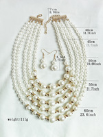 Collier de perles multicouches exagéré, luxueux et tendance avec perles perlées, tempérament noble, et ensemble de boucles d'oreilles polyvalent