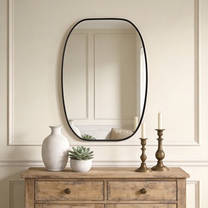 Miroir de salle de bain ovale encadré en métal noir 20x30 pouces, à fixer au mur, décoration de salle de bain - Product Image 1