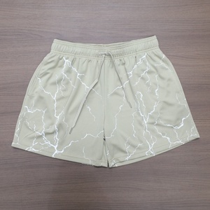 Custom Printed Lightning Pattern Men's Quick Dry Drawstring Shorts Double <b>Layer</b> Mesh Fabric Casual Style <b>Mid</b> Waist Short - Product Image 2