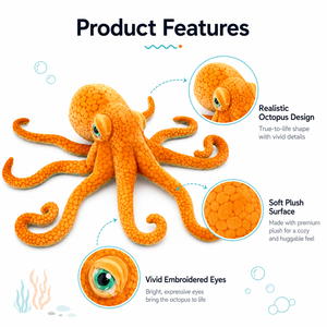 Peluche de <span class=keywords><strong>Pulpo</strong></span> Realista, Juguete de Peluche de Animal Marino, Tentáculos Flexibles, Peluche Suave, Decoración para el Hogar, Regalo para Niños - Product Image 3