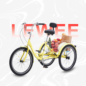 Vélo Cruiser à <span class=keywords><strong>Trois</strong></span> <span class=keywords><strong>Roues</strong></span> pour <span class=keywords><strong>Adultes</strong></span> Lewee, Cadre en Acier Carbone de 24 Pouces, Corps Fermé, Utilisation Cargo - Product Image 1