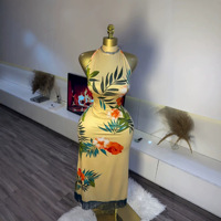Robe Annshine Fashion 2026 Nouvelle Collection Africaine Élégante à Imprimé Floral, Longueur Midi, Dos Nu, Col Halter, Sans Manches pour Femme