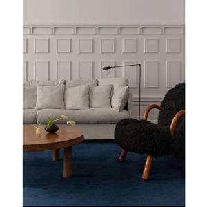 Tapis en laine moderne abstrait fait main |   Tapis uni bleu marine moderne |   Tapis d'appoint haut de gamme pour chambre à coucher, sans poils - Product Image 1