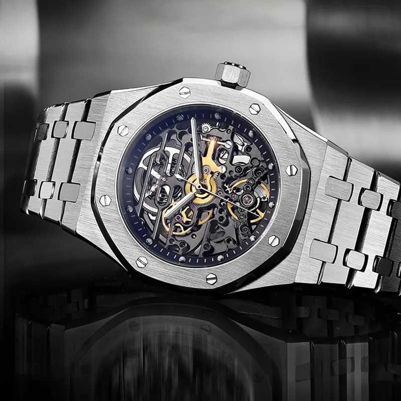OEM Top Quality Super Luminous Hollow Out Waterproof Mens Mechanical Watches Luxury Automatic