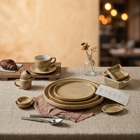 Service de table en céramique ST Chestnut Brown Reactive Glaze, assiettes et plats, vaisselle en porcelaine pour restaurant, hôtel, restauration