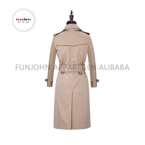 Primavera Oficina caqui clásico uniformes largos Turn-Down Collar diseño doble botonadura gabardina para mujeres damas - Product Image 5