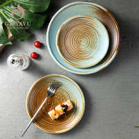 Assiettes rondes en porcelaine incassable de haute qualité pour la cuisine occidentale européenne et mexicaine, ensembles d'assiettes pour hôtel, glaçure colorée, assiettes en céramique pour le dîner