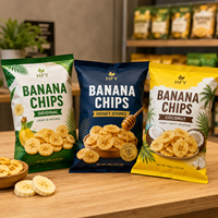 Sacs d'emballage en plastique à scellage arrière personnalisés, de qualité alimentaire, pour chips de banane, chips de plantain, chips de pommes de terre, snacks