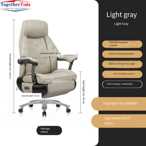Chaise de bureau ergonomique moderne de luxe en cuir minimaliste avec roulettes pour longues sessions de travail et d'étude - Product Image 2