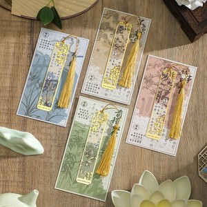 Marcapáginas de Metal Hueco Color Latón con Diseño Clásico de <span class=keywords><strong>Anime</strong></span>, Escrito a Mano con Pincel de Tinta, Impresión Digital Ecológica, Regalo de Agradecimiento - Product Image 2