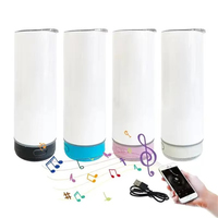 Gobelet Droit de Sublimation 20oz avec Haut-Parleur Bluetooth, Tasse à Musique sans Fil Isolée Sous Vide en Acier Inoxydable