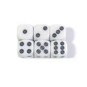 Dados de acrílico personalizados de 16 mm D6, color blanco marfil, con puntos circulares negros y esquinas redondeadas, nuevo estilo - Product Image 4