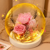 Tanabata Valentinstag Geschenk Ewiges Leben Blumenstrauß Rote Rose Glasabdeckung Dekoration Geschenkbox Staubschutz Simulationsblume