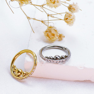 Anneaux de nez et boucles d'oreilles hélix daith en titane ASTM F136 G23, anneaux segmentés articulés |   Bijoux de piercing pour tragus avec pierres en zircon - Product Image 4