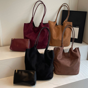 Nouveau sac pour femme de haute qualité en cuir suédé, sac à bandoulière vintage rétro, sac seau en daim, cuir de <span class=keywords><strong>vachette</strong></span> souple, en stock - Product Image 3